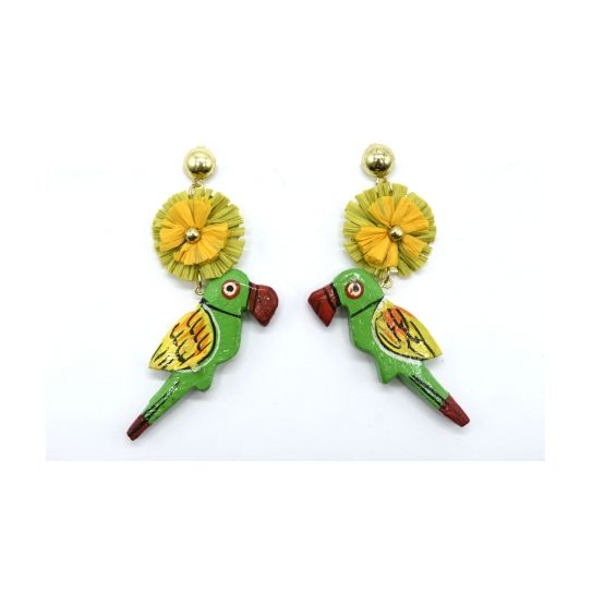 Boucles d'oreilles perroquet et fleur