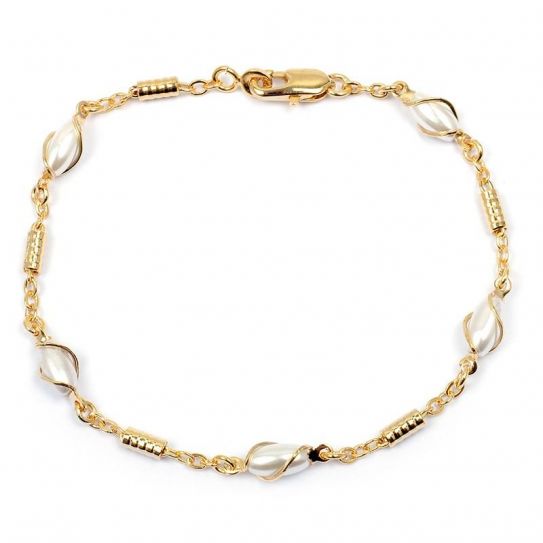 Bracelet plaqué or perle nacrée ovale